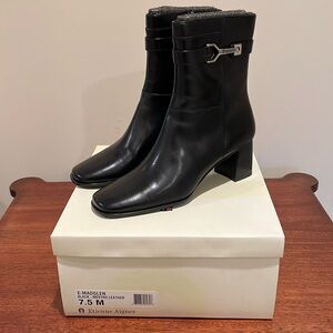 Etienne Aigner E-Madglen Black Mestro Leather Boots Size 7.5